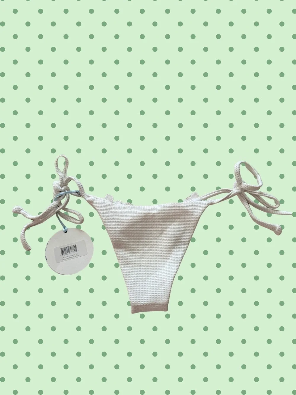 Frankie's Bikinis Cream & Pink Tie-Side Cheeky Bikini Bottom
